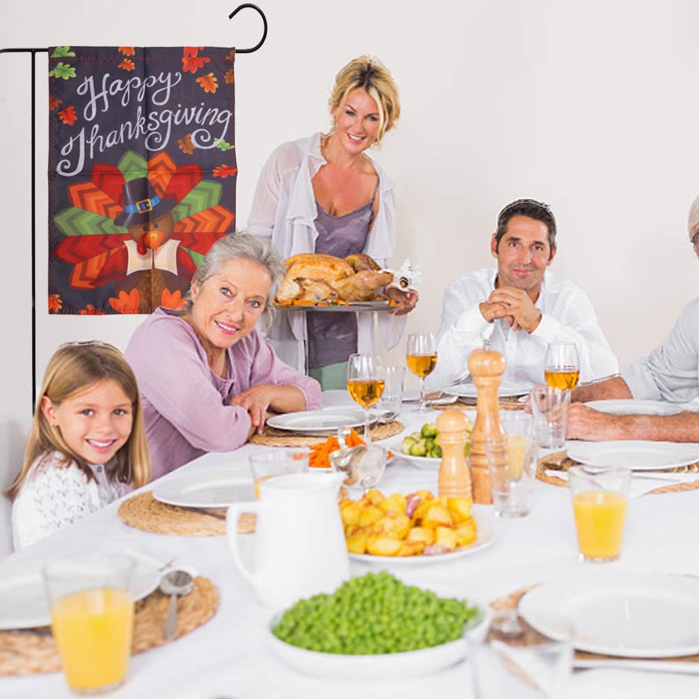 Amor Colorful Turkey Decorative Double Sided Garden Flag 12.5 x 18 Inch, Thanksgiving Holiday Decor Garden Flag