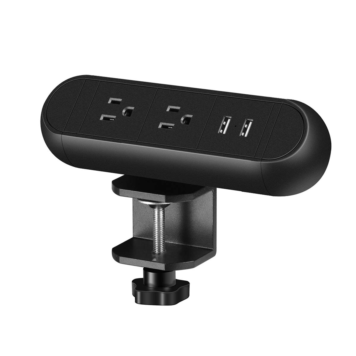Desk Clamp Power Strip, Black Desktop Power Outlets, Removable Desktop