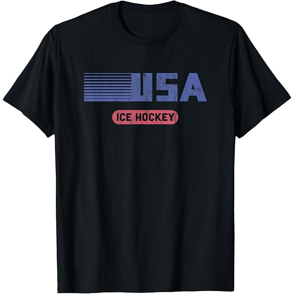 T-shirt Vintage Hockey National USA - Unisexe Adulte, 100% Coton, Tailles S à 3XL, Plusieurs Couleurs