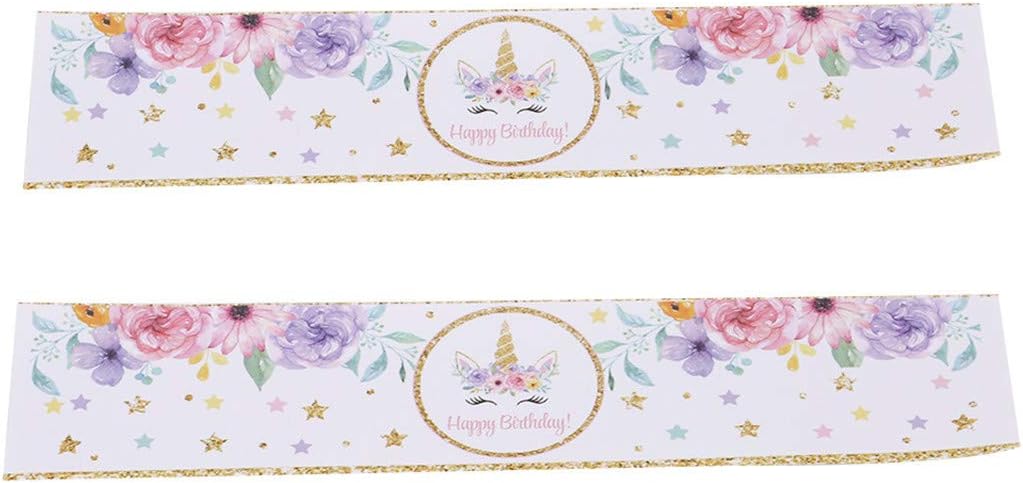 Underleaf 24Pcs/Set Unicorn Bottle Wraps-Happy Birthday Water Bottle Label Colorful Unicorn Themed Party Favors Waterproof Stickers,White