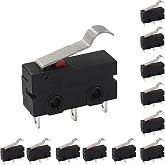 Litoexpe 12pcs Micro Limit Switch with Curved Lever | SPDT, 5A, 3 Pin, for Industrial Applications
