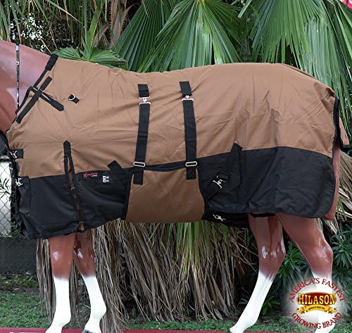 HILASON 72" 1200D WINTER WATERPROOF POLY HORSE BLANKET BELLY WRAP BROWN BLACK