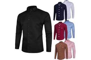 Dgoopd Mens Dress Shirts Long Sleeve Wrinkle Free Shirts Regular Fit Business Shirts Slim Work Shirt Casual Business Blouses
