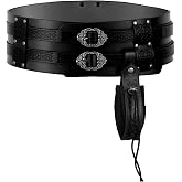 WooHand Wide Medieval Viking Belt with Pouch, Ren Faire Accessories Cosplay | Double belt faux leather waist belt with leather pouch sporran for Viking belt, pirate, LARP and historical cosplay costumes
