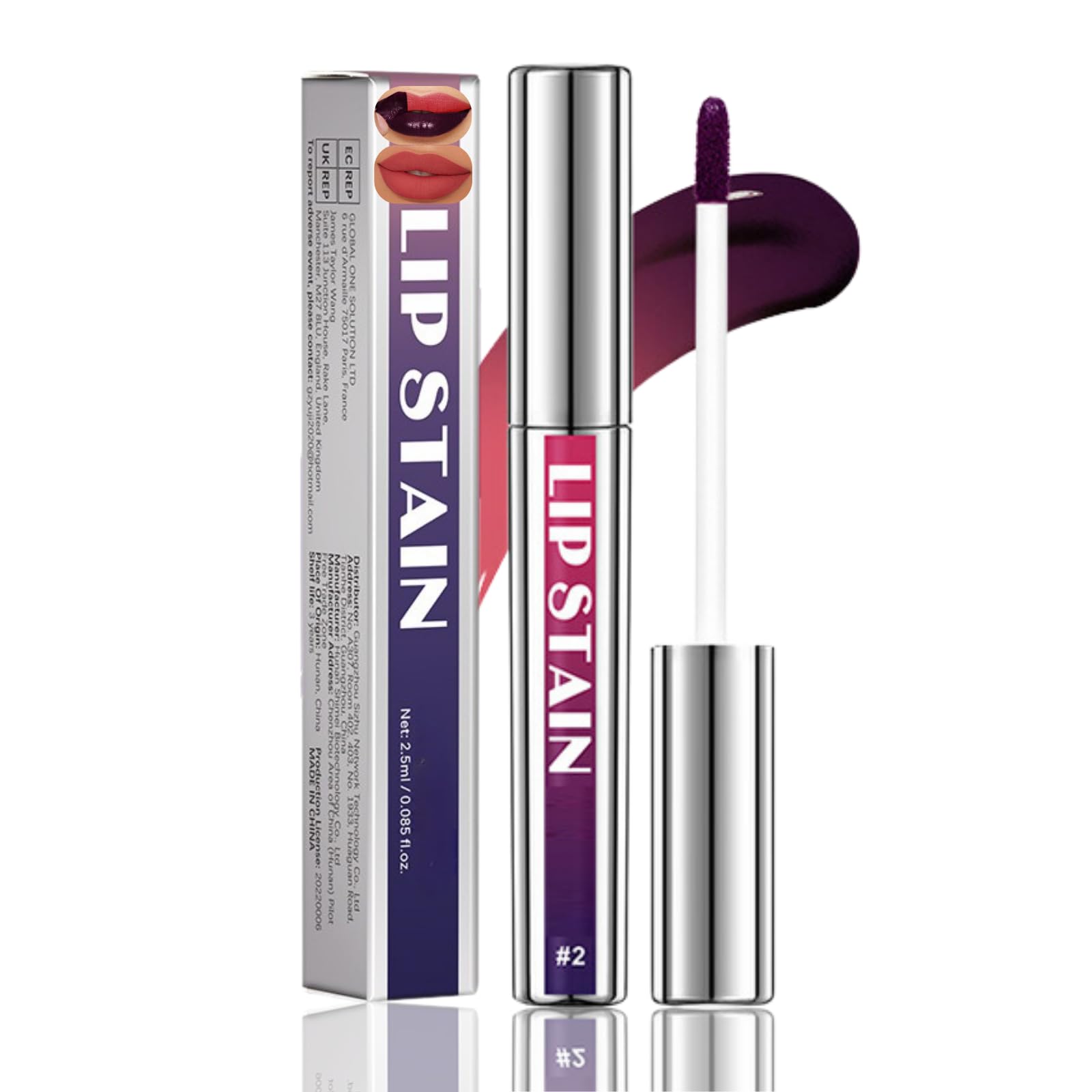 SHEBEEDO Lip Stain Long Lasting Peel Off Lip Tint Makeup For Women Extreme Amazing Make Up Non-Stick Cup Matte Finish Liquid Lipstick (#2 Cool Rose)