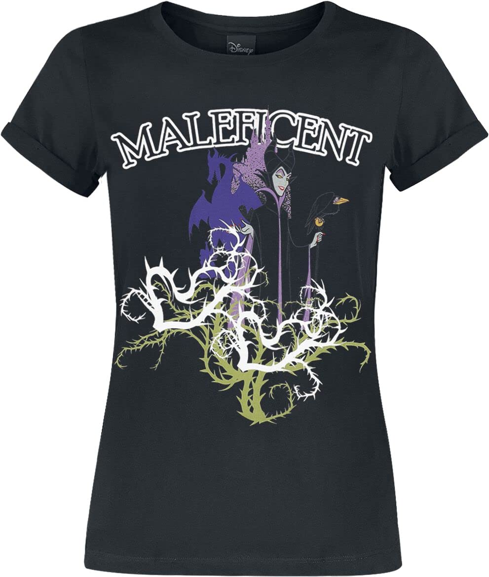 Disney Villains Women's T-Shirt Maleficent Villains Disney Women's T-Shirt (Pack of 1) Black/White
