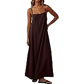 Lepunuo Summer Dresses for Women Casual Maxi Dresses Contrast Spaghetti Strap Sundresses Sexy Backless Dress