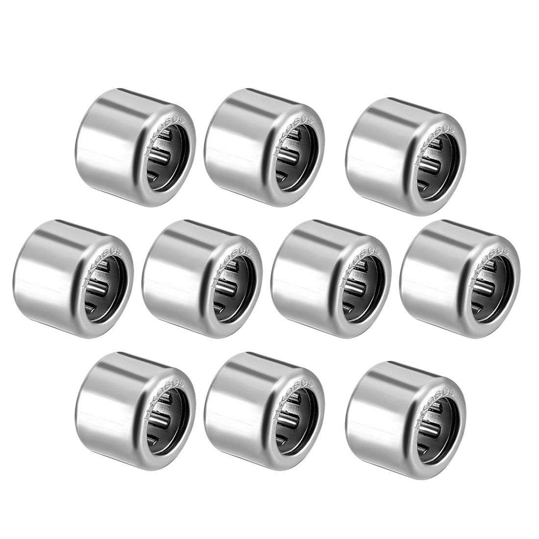 sourcing map HK0608 Drawn Cup Needle Roller Bearings, Open End, 6mm Bore Dia, 10mm OD, 8mm Width (Pack of 10)
