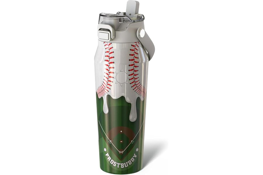 Frost Buddy 24oz Insulated Water Bottle - Straw & Chug Lid - Leak-Proof | Sip-or-chug dual lid | Ice-cold for 24+ hours | 100% Leak-Proof with Locking Lid | Cup-holder friendly
