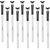 10 PCS Curved Fluffy Lash Cleaning Brush, Eyelash Shampoo Cleansing Brush | Super Soft, Curved Designed for Comfort, Long Wooden Handle, Swoop Eyelash Cleanser Brushes, Eyelash Wash Brush Sets
