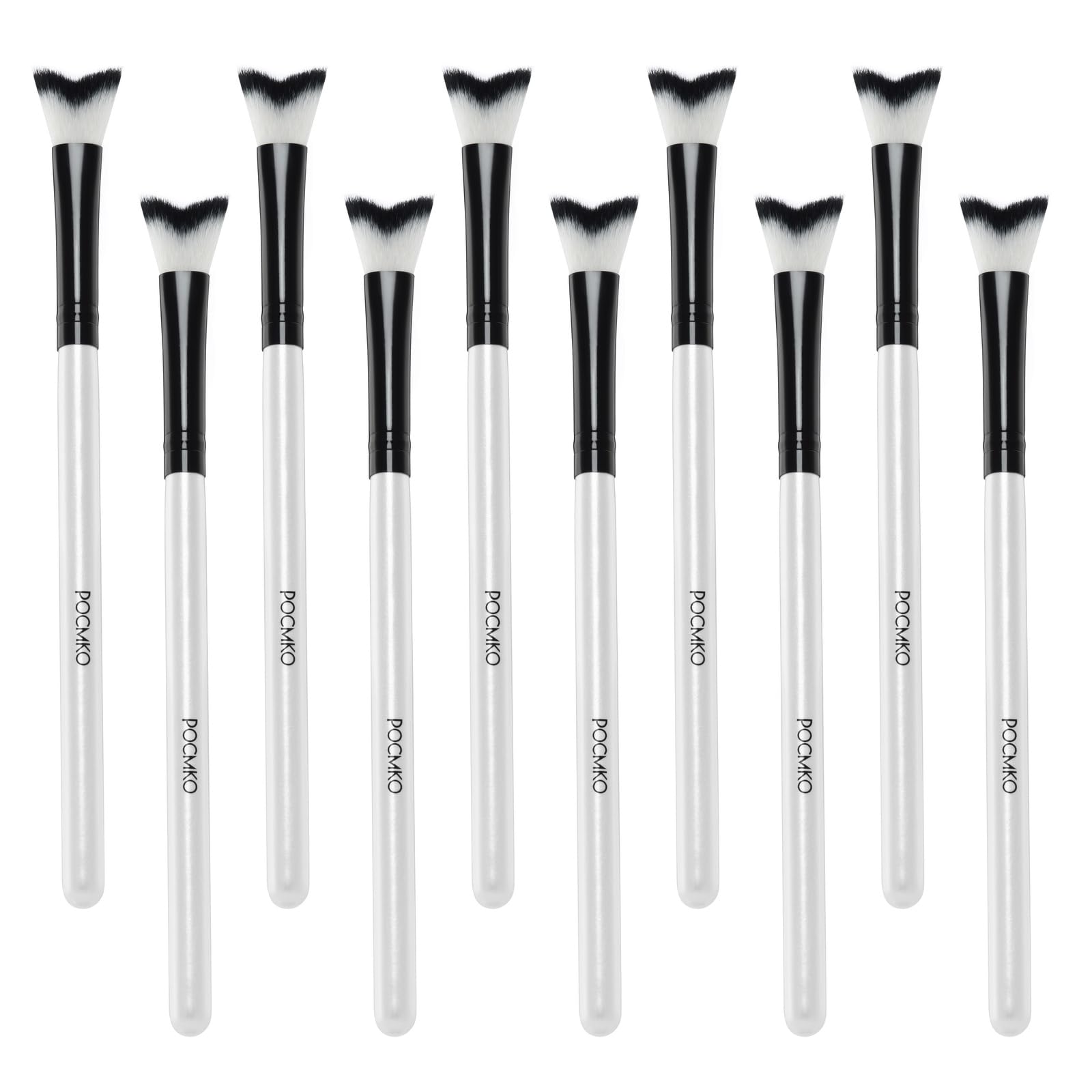 POCMKO 10 PCS Curved Fluffy Lash Cleaning Brushes, Eyelash Extension Shampoo Cleansing Brushes, Swoop Eyelash Cleanser Brush Sets