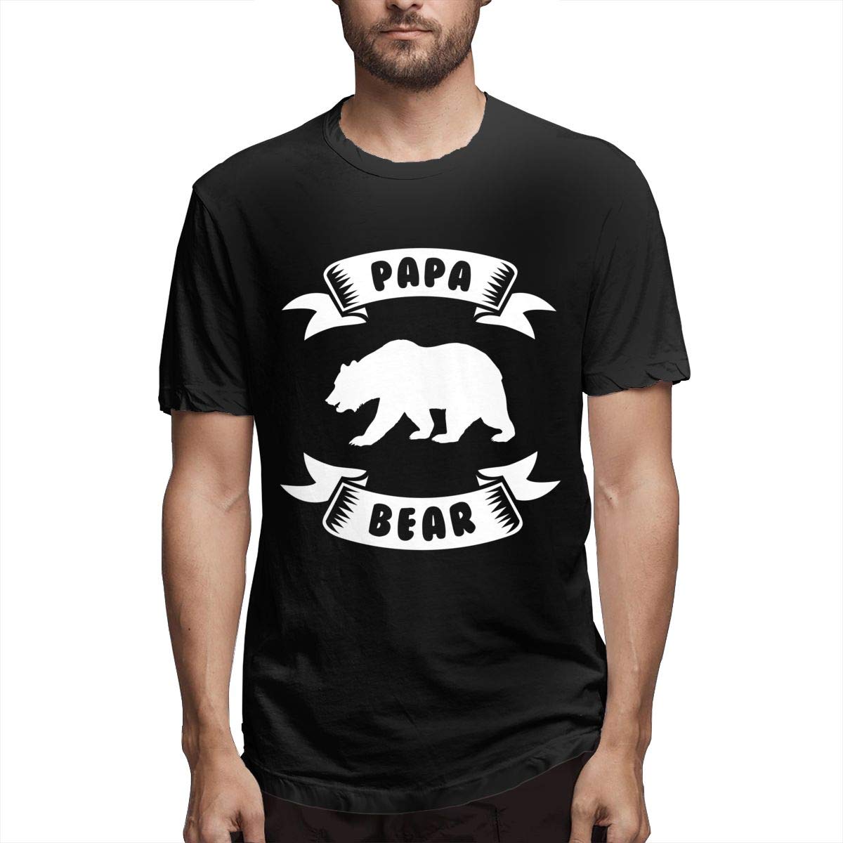 Customized Breathable Papa Bear Saying For Print Short Sleeve Funny Black T Shirt
