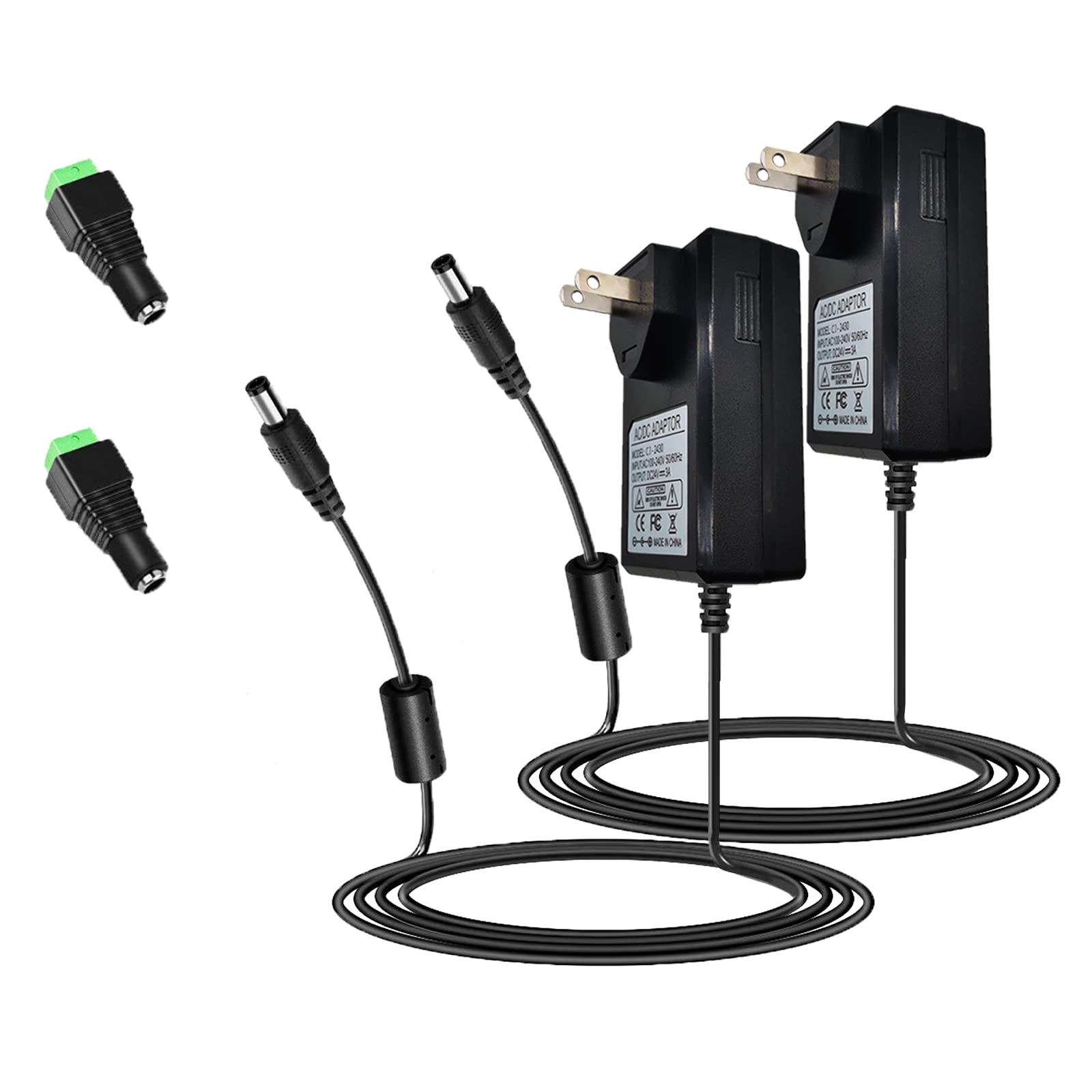 Photo 1 of 2 Pack 24V 3A 72W DC Power Supply Adapter AC to DC Converter Transformer 100~240V AC Input for 5050 3528 LED Strip 3D Printer CCTV Security System LCD Monitor (24V3A)