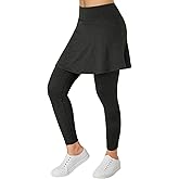 Xioker Women Skirted Full Length Leggings with Pockets,Tennis Skorts Skirts with Leggings Yoga Skorts
