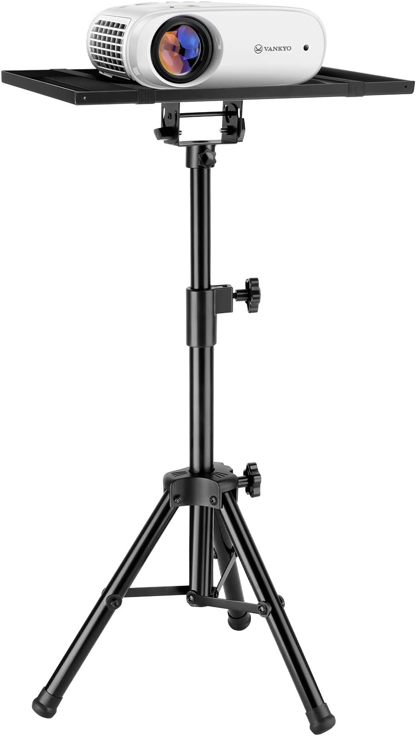 VANKYO Universal Laptop Projector Tripod Stand with Plate, Adjustable Holder Mount height up to 37’’ with 15'' x 11'' Plate Size, Computer DJ Equipment stand for Stage, Studio or game station
