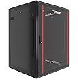 Wall Mount Server Rack Cabinet Locking Computer Cabinet Network Enclosure for Electronics Security Audio Video AV Equipment Data Rack 24-Inch Depth Server Cabinet (15U)