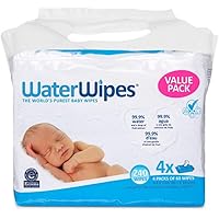 WaterWipes Unscented Baby Wipes, Sensitive and Newborn Skin, 4 Packs (240 Wipes)
