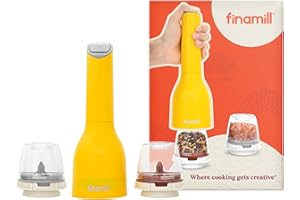FINAMILL Grinder with 2 Pods (ProPlus & Peppercorn), Battery Operated, Canary