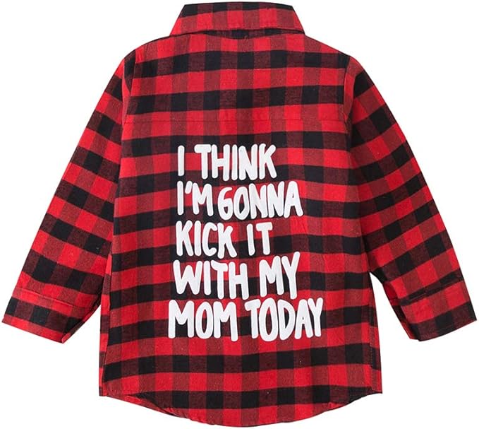 baby red plaid shirt