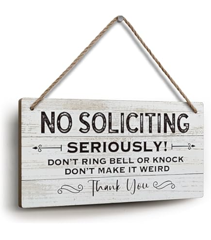 LHIUEM Vintage Red No Soliciting Sign – 11”x12” Wood Plaque, Funny Don’t Knock Door Warning For Yard Or Front Door - View #8