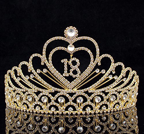 Janefashions Eighteen Years Old 18 Birthday Party Rhinestone Tiara Crown Hair Combs T2305
