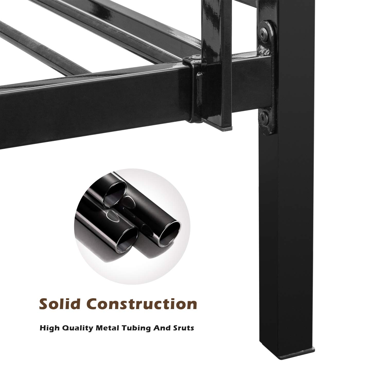 Bonnlo Bunk Bed Twin Over Full Sturdy Metal Bed Frame with Flat Ladder