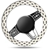 ASJHFDIR Car Steering Wheel Cover, Universal 15 Inch Non-Slip Breathable Neoprene Elastic Steering Wheel Protector, Cute Car Accessories for Women Men Fit Auto, Suvs Cute Black Flower
