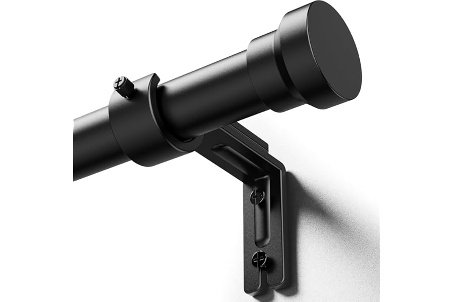 YaFex Curtain Rods 32-144 Inch, Heavy Duty 1 Inch Adjustable Curtain Rod for Windows, Black Extra Long Window Treatment Rods,