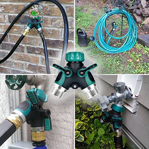 2 Pack Coxtech Metal Garden Hose Splitter 2 Way Y Valve Hose Connector Water Spigot Faucet