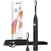 MOPIKO Sonic Electric Toothbrush for Adults - Type C Rechargeable Portable 3 Modes Black Sonic Electric Toothbrush with Travel Kit