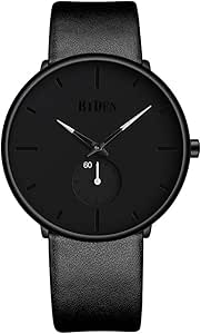 Mens Watches Fashion Simple Minimalist Waterproof Quartz Analog Watch Designer Luxury Business Classic Dress Wrist Watch - Black White
