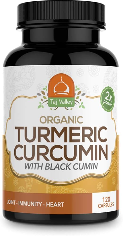 Organic Turmeric Curcumin w/Black Cumin - 1100MG Per Serving - 2X Strength for Maximum Healing and Wellness - 120 Veggie Capsules - Natural and Made in The USA