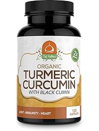 Organic Turmeric Curcumin w/Black Cumin - 1100MG Per Serving - 2X Strength for Maximum Healing and Wellness - 120 Veggie Capsules - Natural and Made in the USA