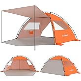 Elegear CumbreX&trade; Beach Tent Sun Shelter with Canopy, 4-5 Person, Orange | UPF 50+ UV Protection, Easy Setup, Portable &amp; Lightweight, Double Silver Coating, Pop Up Sun Shade Shelter, Beach Cabana