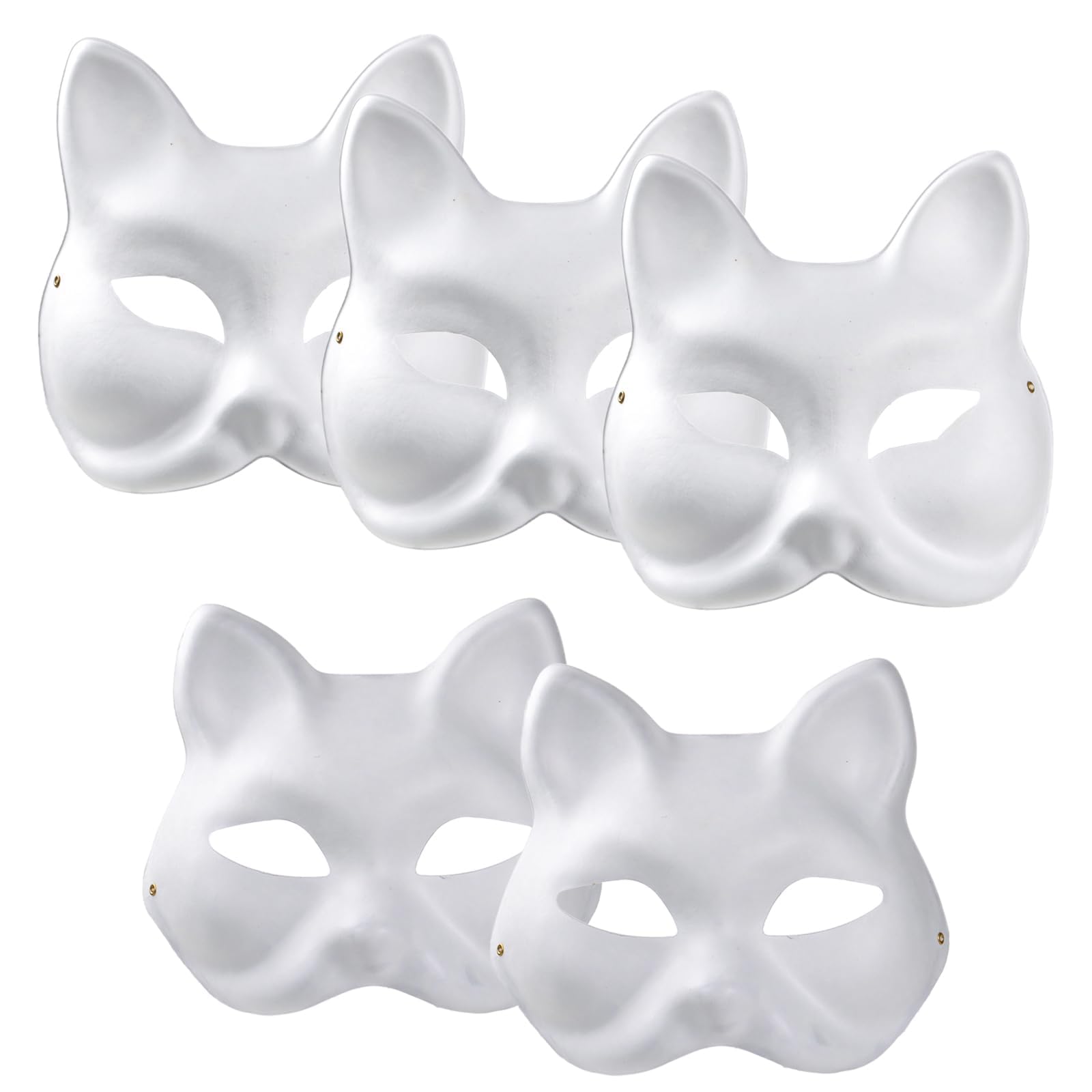 5 Pack DIY Blank Fox Cat Masks, Fox Cat White Paper Mask, Pure White Graffiti Masks, Hand Painted Personality Masks, Suitable for Cosplay Halloween Masks, M