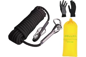Dellna Outdoor Static Climbing Rope for Adults - High Strength Rope for Rock Climbing, Tree Climbing, Hiking, Arborist, Rescue & Camping - (10m/32ft, 20m/64ft, 30m/96ft)