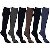 Winterlace Women’s Trouser Socks, Opaque Stretchy Nylon Knee High, Many Colors, 6 or 12 Pairs