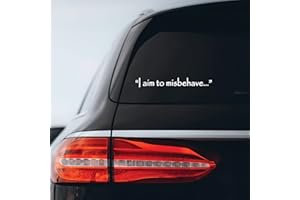 BARGAIN MAX DECALS I Aim to Misbehave Quote Sticker Decal Notebook Car Laptop 8" x 1" (White)