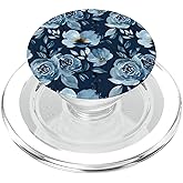 Blue Watercolor Flower Pattern PopSockets PopGrip for MagSafe