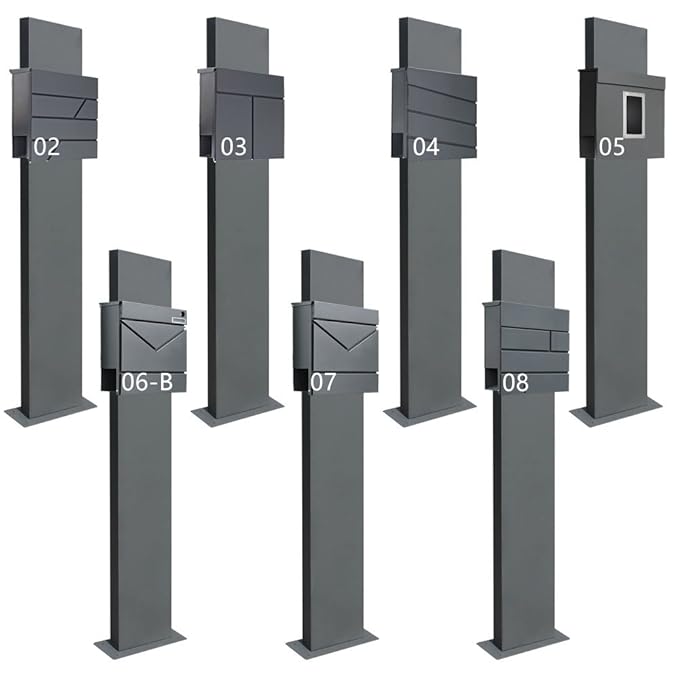 Standbriefkasten Briefkasten Anthrazit Grau Stahl Edelstahl Zeitungsrolle Freistehend V2Aox Auswahl, Ausführung:1 Fuß - breit
