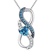 KiiKii Infinity Birthstone Necklace for Women 925 Sterling Silver Gemstone Pendant Birthstone Jewelry Anniversary Birthday Gifts for Wife Mom