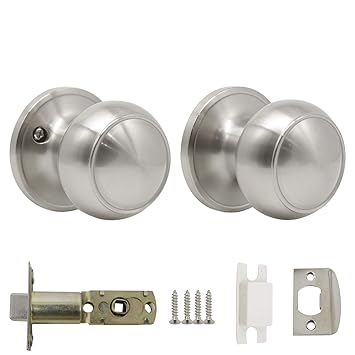 Probrico Stainless Steel Passage Keyless Door Lock Set Interior Door Knob