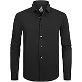 Alex Vando Mens Dress Shirts 8-Way Super Stretch French Placket Business Button Down Shirt Men