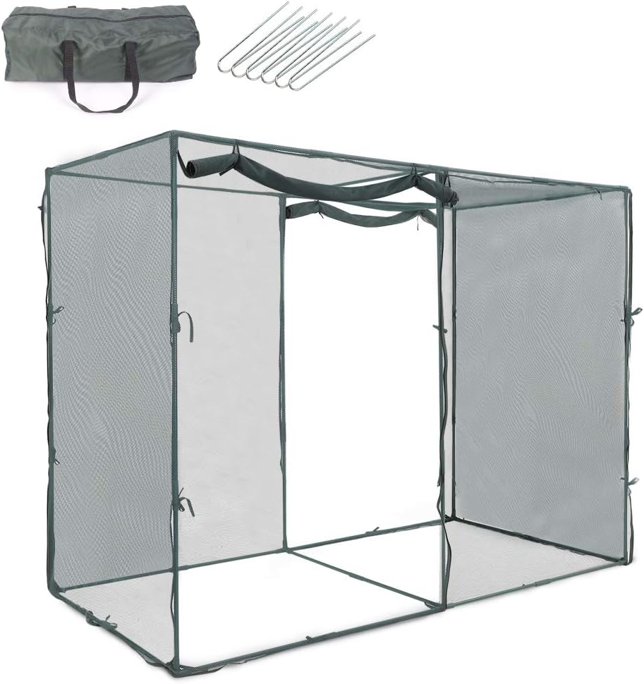 GROWNEER 4 x 8 Feet Crop Cage Plant Protection Tent with 6 Ground Staples, Storage Bag, Steel Tubes, Connectors, Suitable for Garden, Yard, Lawn