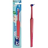 TePe Interspace Angled Medium Toothbrush for Braces with Single-End Tuft and Removable Head, 12 Pack