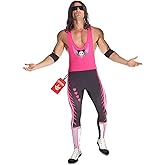Morph Bret Hart Costume, Bret the Hitman Hart WWE Costume Adult, Wrestling Costumes for Men, Halloween Costumes for Men