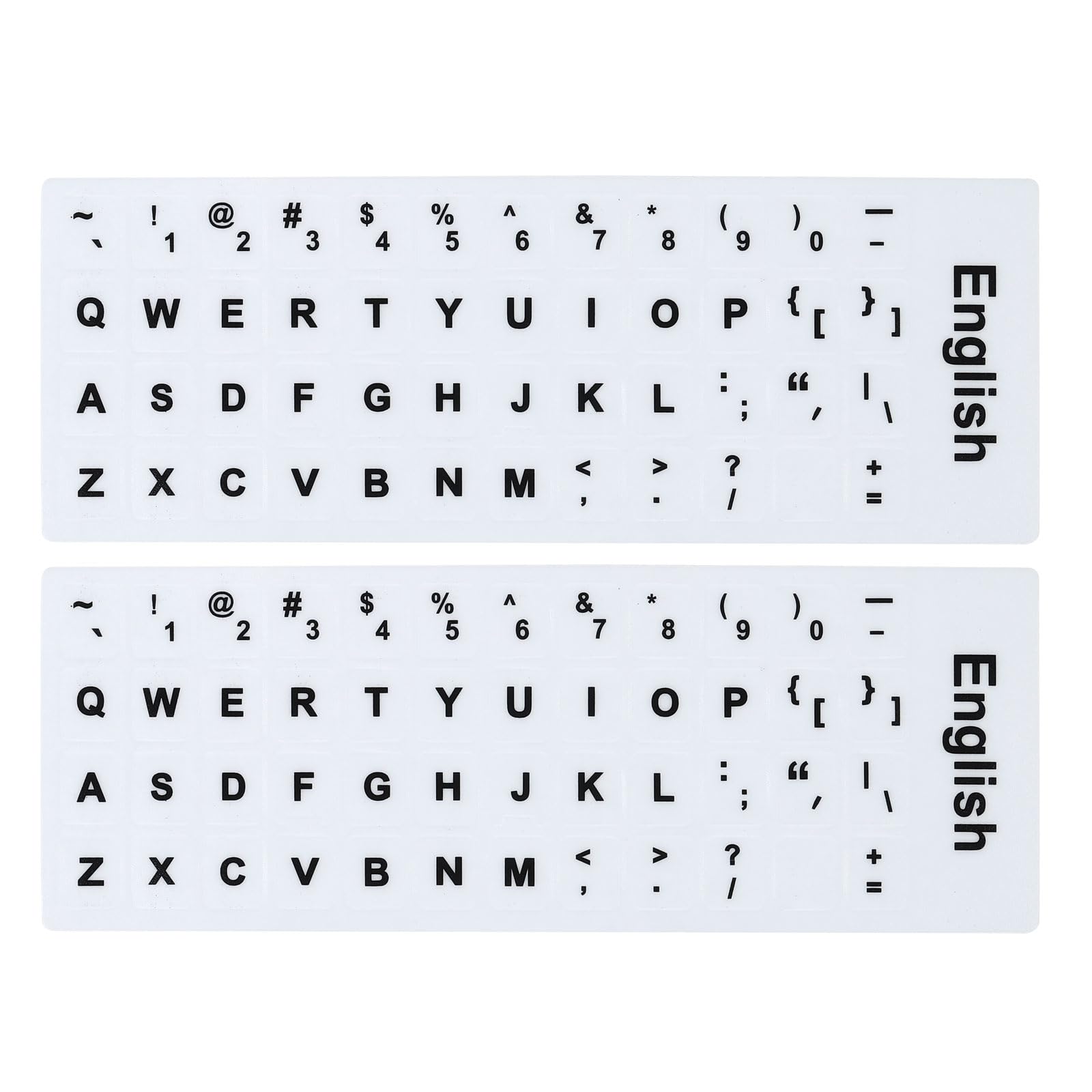 PATIKIL English Keyboard Stickers 2 Pack Universal Keyboard Replacement Cover for Notebook Desktop Computer Style 1, White Background Black Lettering