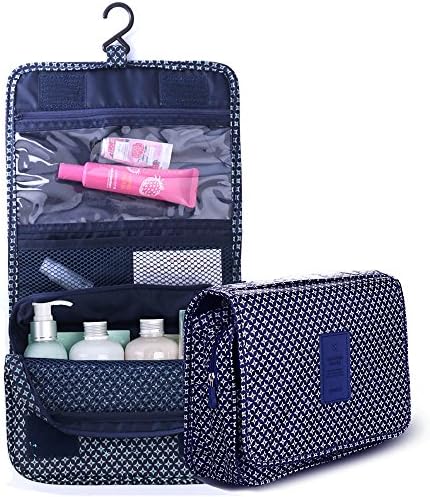 Portable Waterproof Travel Toiletry Bag, Multifunction Cosmetic Bag Makeup Pouch for Women and Girls,Great ideal for Christmas vacation(Navy Star)
