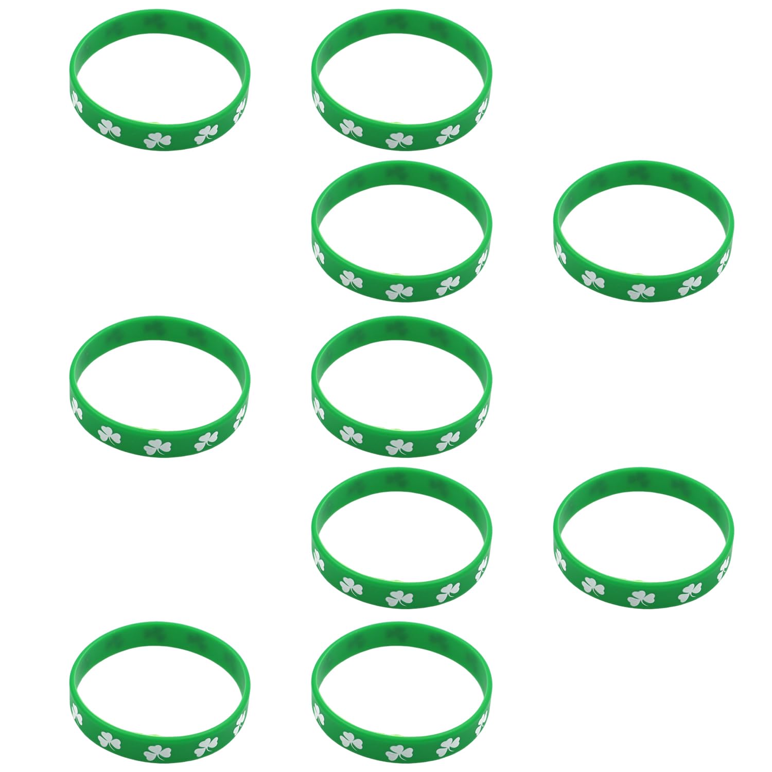 JNAWA St Patricks Day Green Rubber Wristband Shamrock Bracelets Irish Party Hand Decoration for Women Men St Patricks Day Party Supplies (10)
