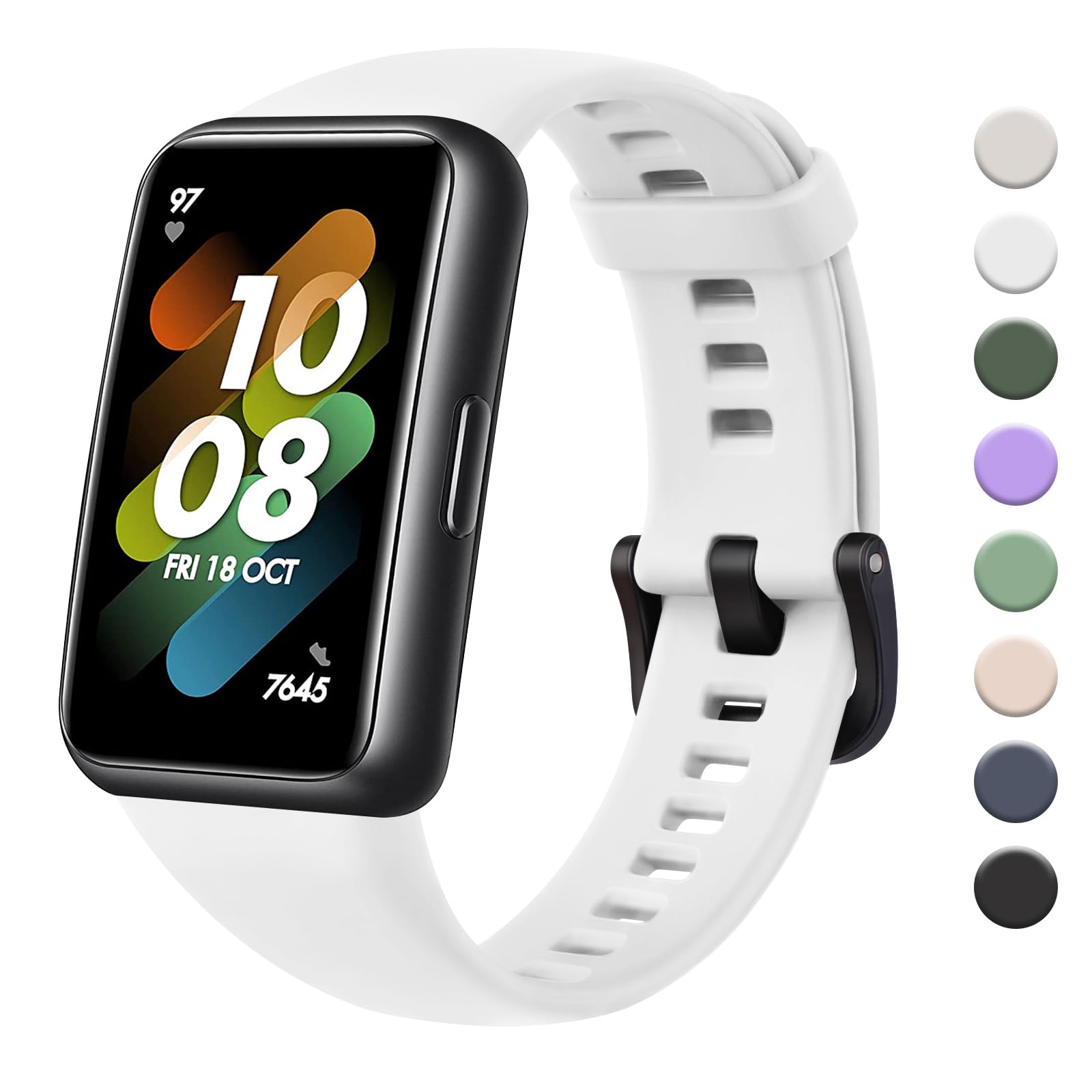 Huawei Band 7 Replacement Straps - Waterproof Silicone Sports Straps (White)